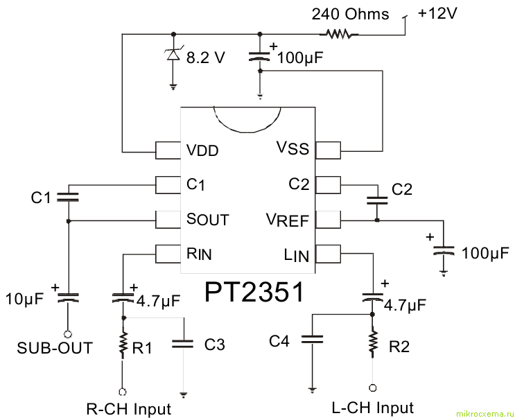 Схема кроссовера для сабвуфера с фильтром низкой частоты третьего порядка