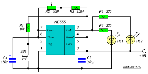 Схема таймера на NE555
